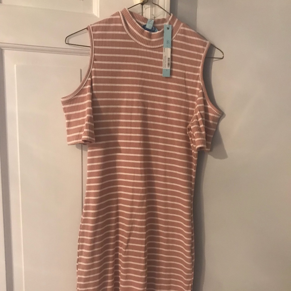 Striped Cold shoulder dress